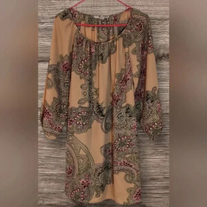 Forever 21 Women's Paisley Long Sleeve Dusty Pink Dress - Medium